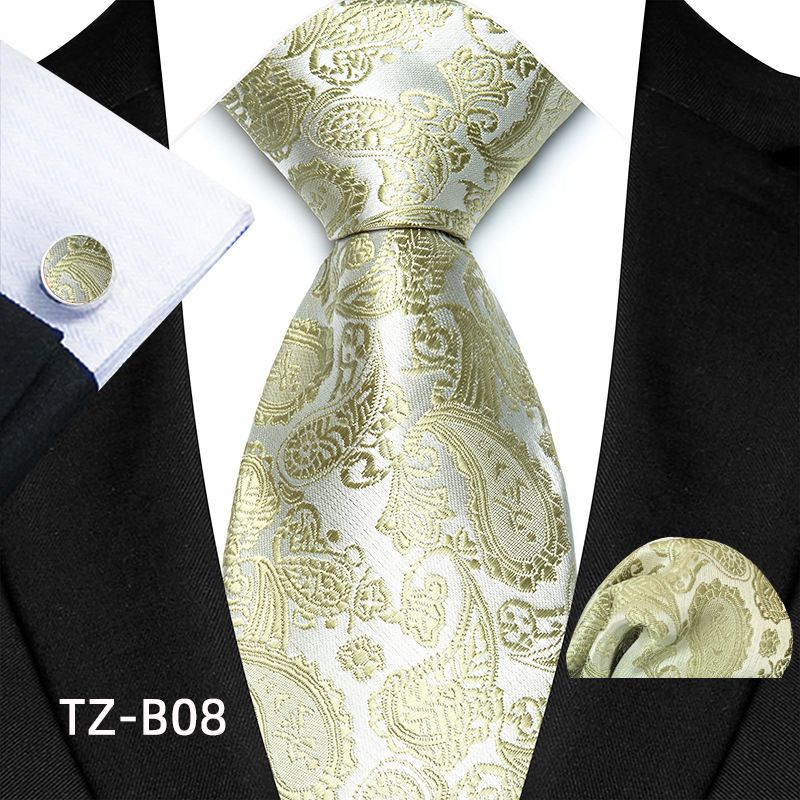 Set de costum de nuntă bărbătesc cu model paisley, cravată și batistă de buzunar, cu manșete_voghion.com