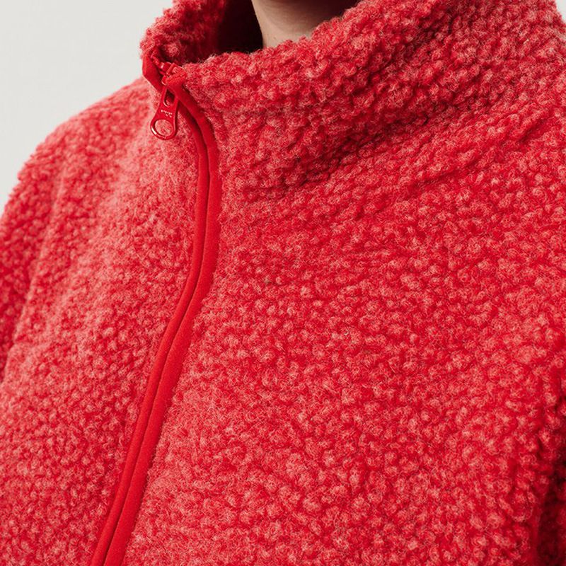 Jaqueta de lã feminina, aconchegante, manga comprida, retrô, esportiva, inverno, quente, agasalho solto, gola alta, pulôver, moda casual_voghion.com