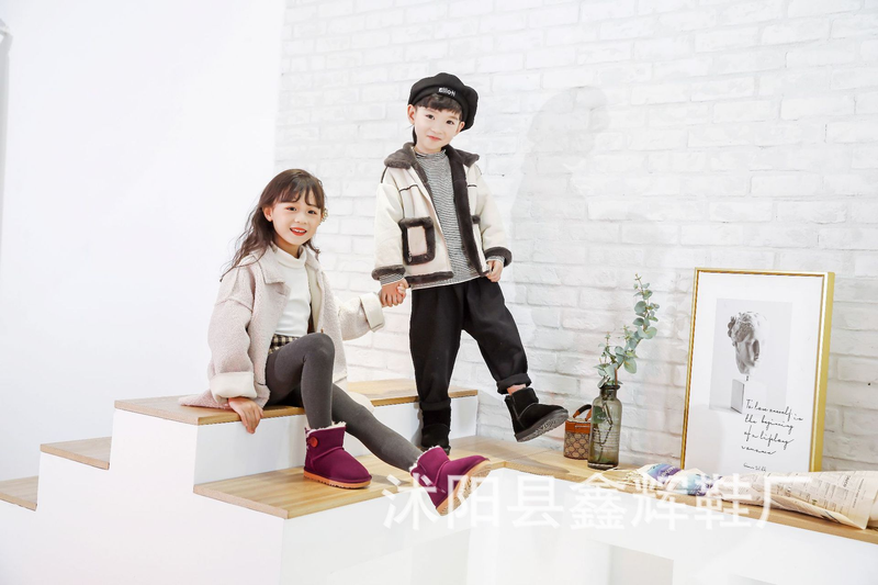 3352 echtes Rindsleder Knopf Kinder Schneeschuhe Winter neue Kinderschuhe_voghion.com