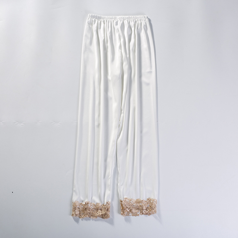 pigiama sexy da donna in seta di ghiaccio set da cinque pezzi con bretelle camicia da notte a maniche lunghe in seta sottile da casa con imbottitura sul petto_voghion.com