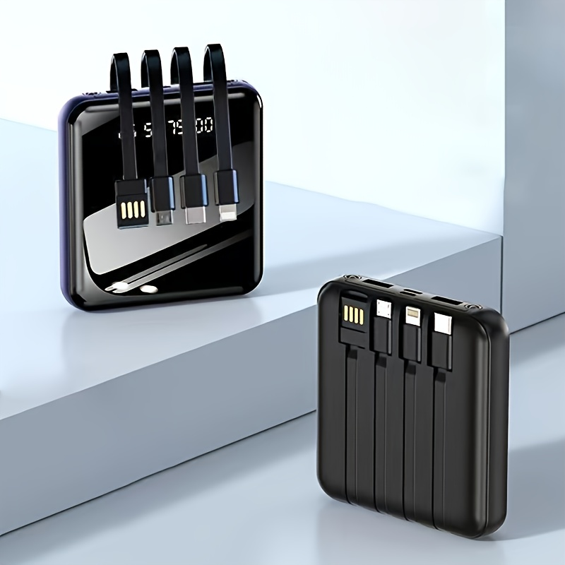 Boost Your Phone's Battery Life Instantly - 10000mAh 4-in-1 Power Bank with Universal Charging Cables_voghion.com