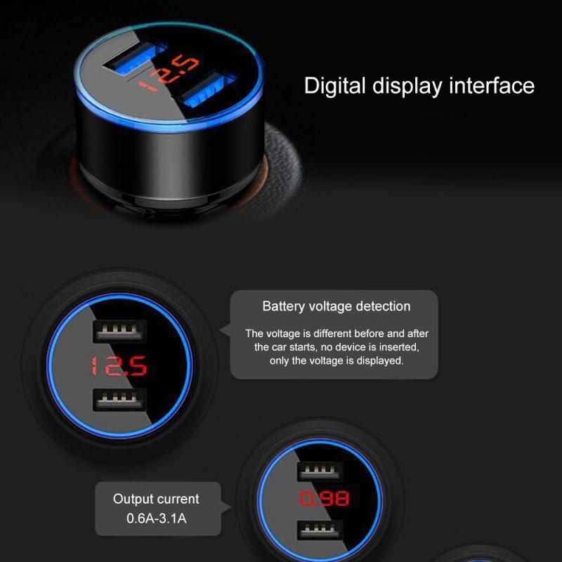 Vehicle Dual USB Charger Q 3.0 Fast Charging Adapter Cigarette Lighter LED Voltmeter For All Mobile Phone Car Auto_voghion.com