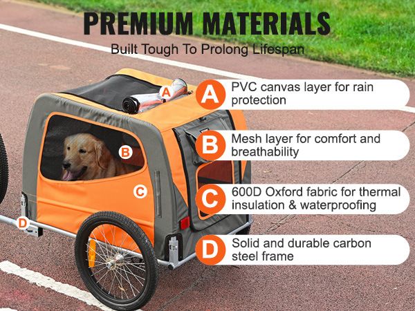 VEVOR Dog Bike Trailer, Supports up to 66 lbs, Pet Cart Bicycle Carrier, Easy Folding Frame with Quick Release Wheels, Universal Bicycle Coupler, Refl_voghion.com