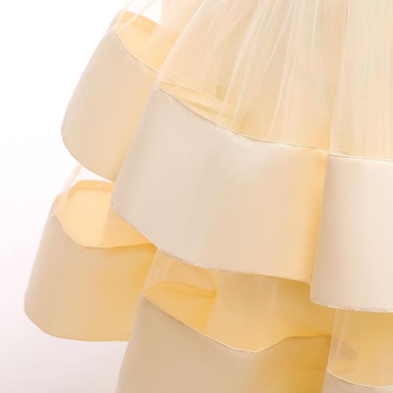 Mutter & Kinder Prinzessin Kleid Kleine Kinder Rock Bogen Ärmel Blumenmädchen Kleid Leistung Kostüm_voghion.com