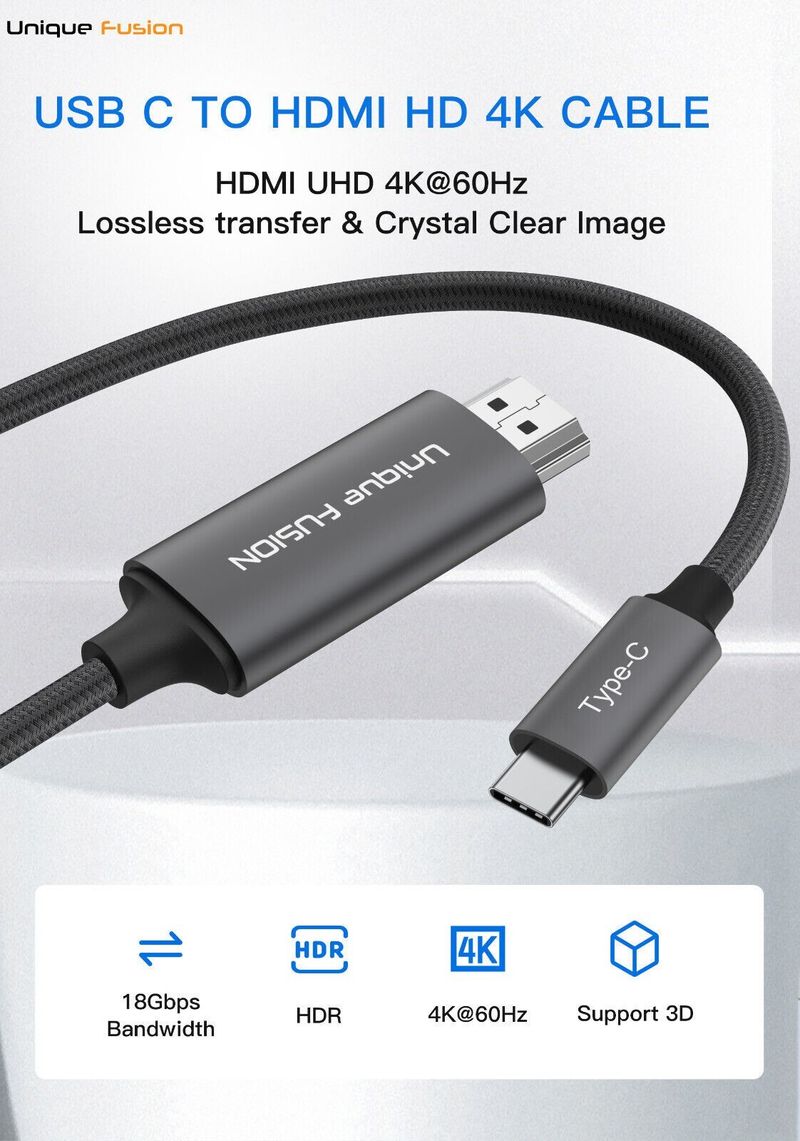 2m Typ C USB C zu HDMI 4K Kabel TV Adapter Handy Tablet HDTV für Samsung_voghion.com