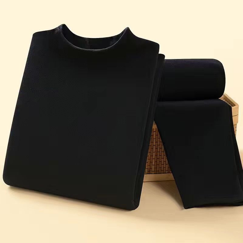 Dubbelzijdig Duits fluwelen halfhoge hals basisshirt voor heren en winter lange mouwen t-shirt met strakke pasvorm effen kleur_voghion.com