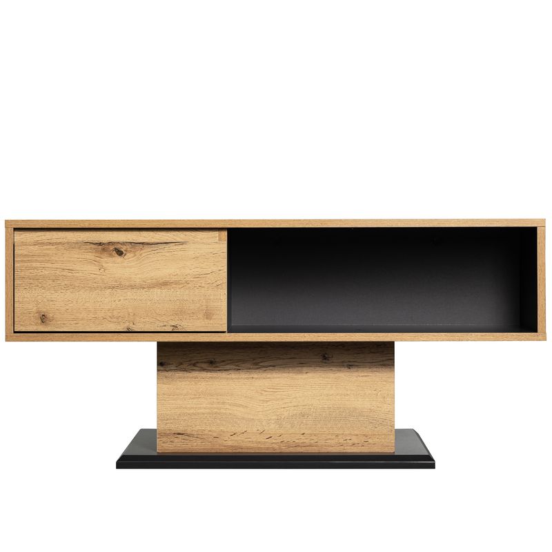 Table basse en bois avec tiroir caché, compartiment de rangement ouvert et espace de rangement arrière, rangement double face pour salon ou bureau, table de canapé grande capacité_voghion.com