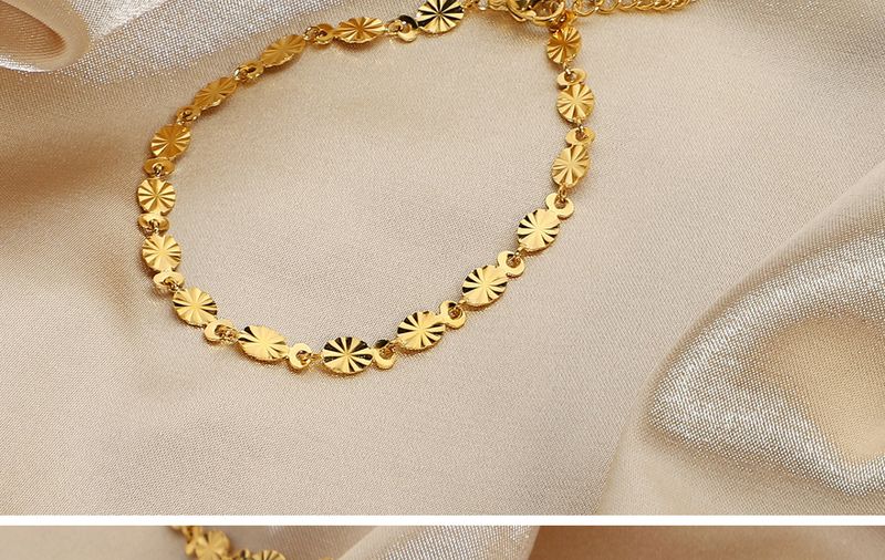 Gioielli con bracciale a catena in acciaio inossidabile 316 placcato oro squisito con petalo ovale fatto a mano_voghion.com