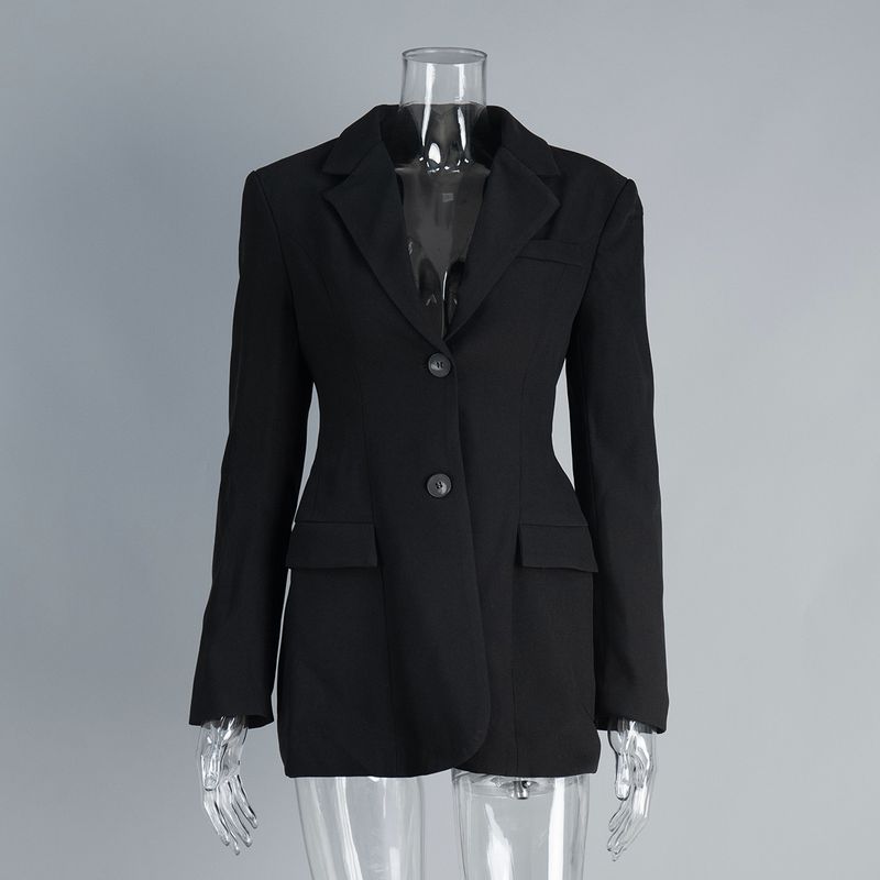 Giacca blazer da pendolare slim fit, con scollo a V, vestibilità attillata, primavera 2025, di alta qualità, antirughe, per donna_voghion.com