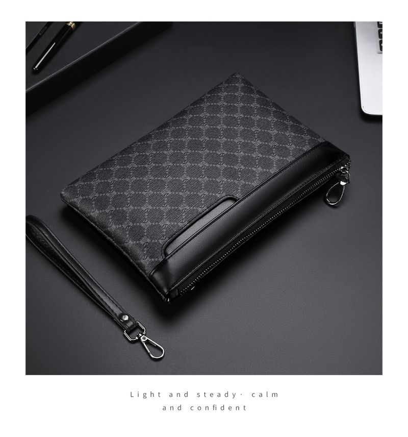 Men's Slim Leather Envelope Clutch Bag - Large Capacity Business Commuter Handheld Briefcase For Work & Travel (Sizes Small/Large)_voghion.com