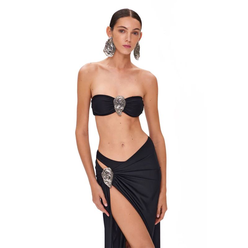 Sexy 3-teiliges Bikini-Set für Damen – Tube-Top und hochgeschnittener Badeanzug (europäischer und amerikanischer Stil, einfarbig)_voghion.com
