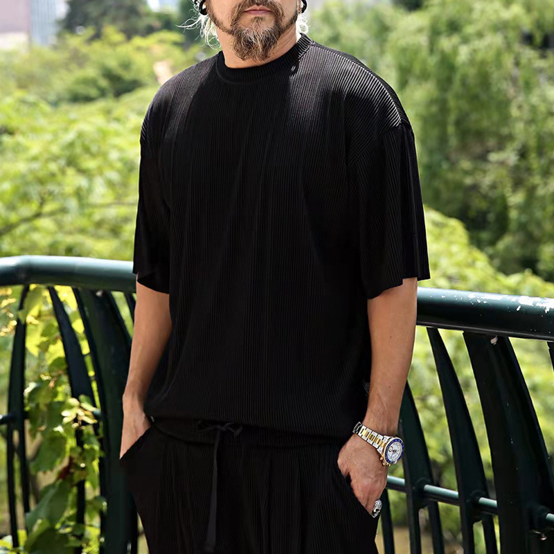 Herrenbekleidung Sommer Herren große Größe lockerer Anzug Kurzarm Shorts einfarbig Freizeitanzug Herren_voghion.com