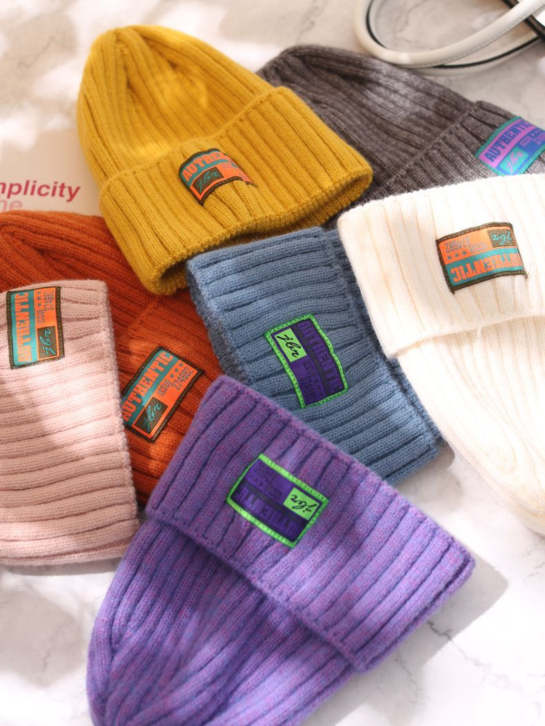 Chapeau en laine tricoté pour enfants, visage rond, Version polyvalente, mode Orange coréenne, automne et hiver_voghion.com