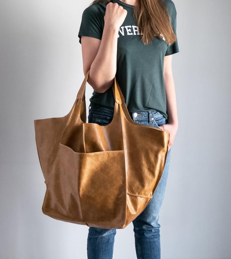 Damentaschen einfache große Tasche weiches Leder große Kapazität eine Schulter Handtasche Einkaufstasche handgemachte pflanzlich gegerbte Damentasche PG21_voghion.com