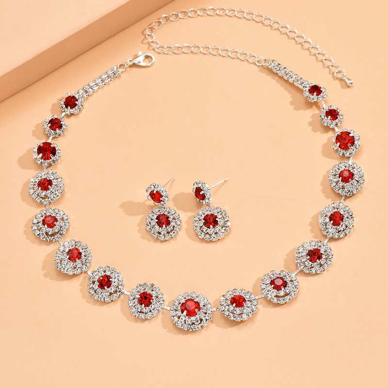 Set di gioielli da donna, alla moda, abiti da sposa alla moda, gioielli da sposa, collana, orecchini, bracciale, anello, rotondo, semplice, abito, accessori per abiti._voghion.com
