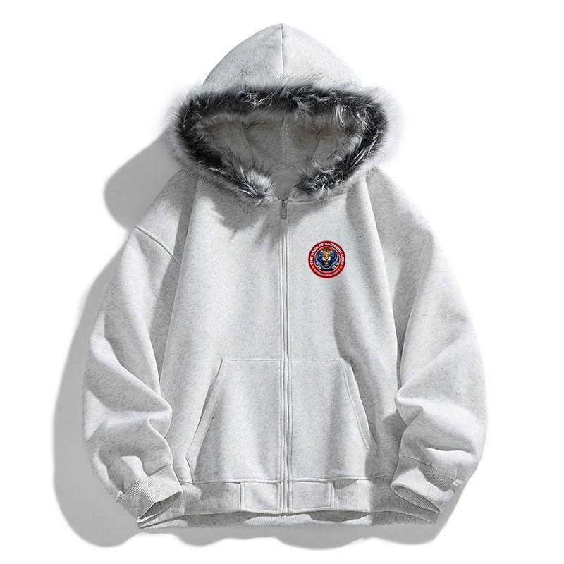 Men's Clothing Men's Clothing 25 American Retro Fur Collar Cardigan Hooded Sweatshirt Jacket Men And Women Trendy Brand Tiger Head Top_voghion.com