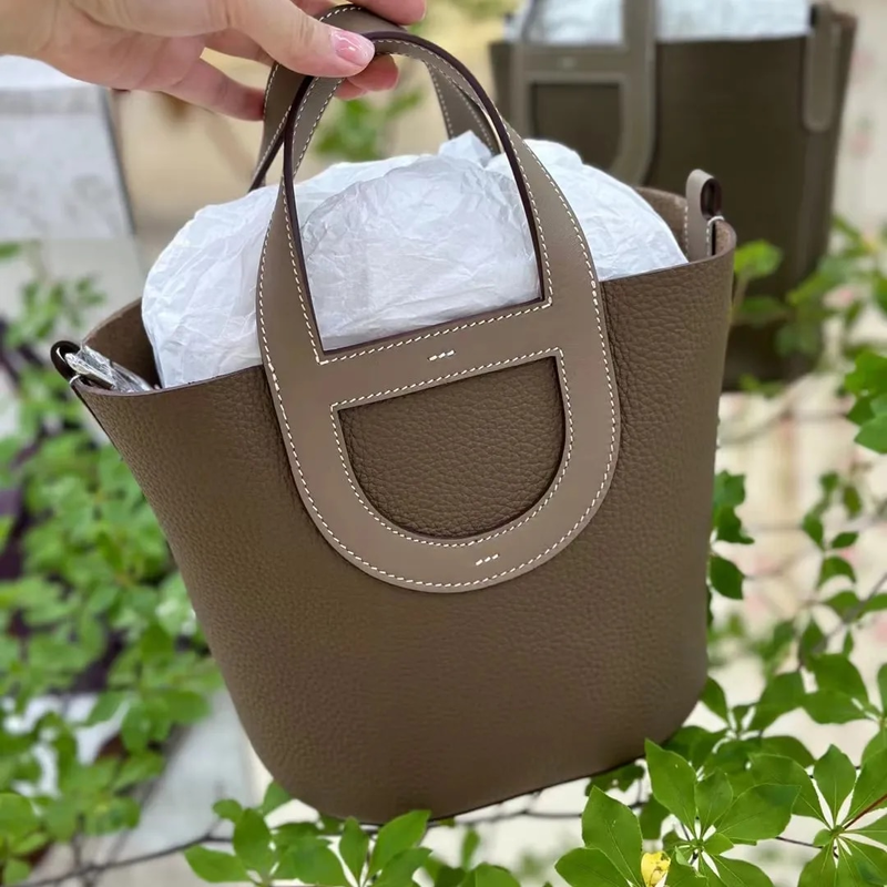 Pig Nose Bucket Bag Better Genuine Leather Vegetable Basket Soft Women's Handbag 2023 New Simple and Fashionable_voghion.com