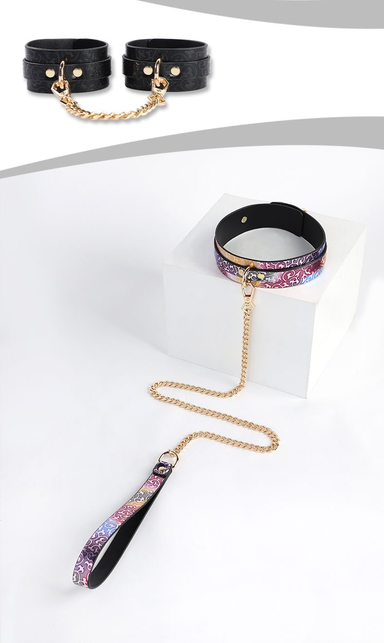 BLACKWOLF BDSM Sets Bondage Leather Set For Restraint Fetish Handcuffs Collar Gag Whip Erotic Accessories Couples Adult_voghion.com