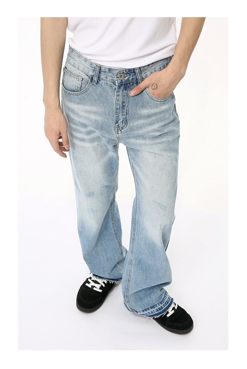 Herrenbekleidung Basic Simple Washed Flared Jeans Casual_voghion.com