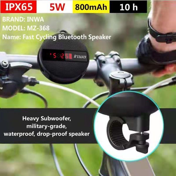 Smart LED Digital Display Wireless Cycling Bicycle Bluetooth Speaker Outdoor Portable Waterproof Subwoofer Hands-free / TF Card_voghion.com