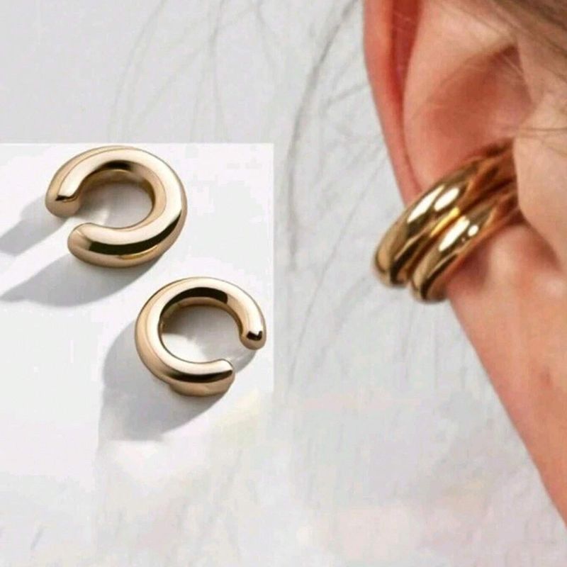 Orecchini a clip a forma di U con doppio strato, non forati, con polsino a C tempestato di diamanti, linea semplice e molto venduti_voghion.com