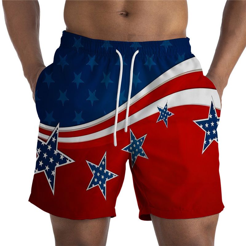 Unbeatable Quality Summer Men's Shorts For Independence Day In The United States; Victory Day&National Flag Statue Of Liberty Eagle 3D_voghion.com