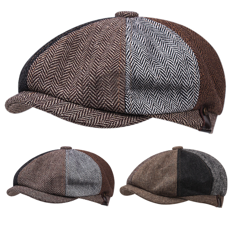 Gorra Zhuoxinder para hombre, estilo vintage británico con parches, boina de invierno con costuras elegantes para uso diario - 1_voghion.com