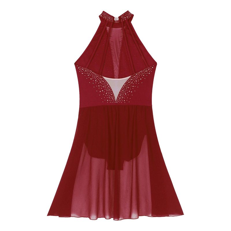 designerMulheres Traje de dança lírica Halter Neck Flowy saia vestido Ballet ginástica collant dança contemporânea moderna vestidos de palco_voghion.com