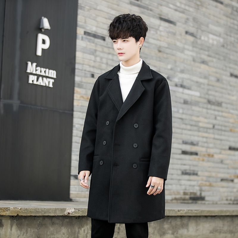 Autumn Winter New Trench Men's Mid-Length American Style Wool Coat High-End Casual Fashion Jacket_voghion.com