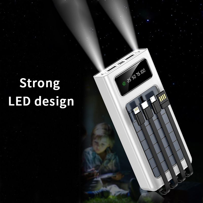 10000–50000 MAh Outdoor Solar With LED Light, Hiing Accessories, Large Capacity, Fast Charging Battery, Phone Power_voghion.com