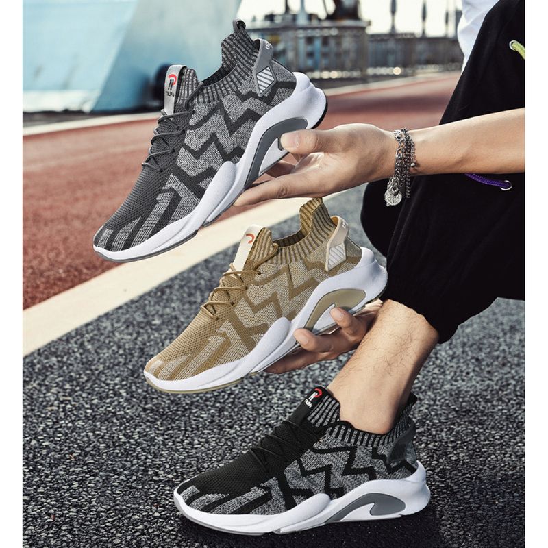 Chaussures de course respirantes tissées pour hommes, nouvelle version coréenne du printemps 2024_voghion.com