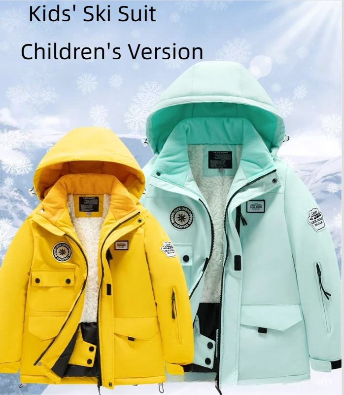 Kinderanzug-Set für Mädchen, Outdoor, verdickte, wasserdichte, winddichte, warme Skijacke und -hose für Jungen, trendige Ausrüstung_voghion.com