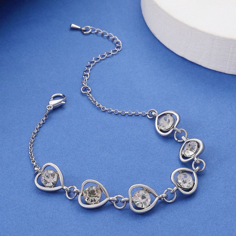 Set di gioielli a forma di cuore in cristallo per donna, temperamento, collana a forma di cuore, orecchini, anello, braccialetto, set di quattro pezzi_voghion.com