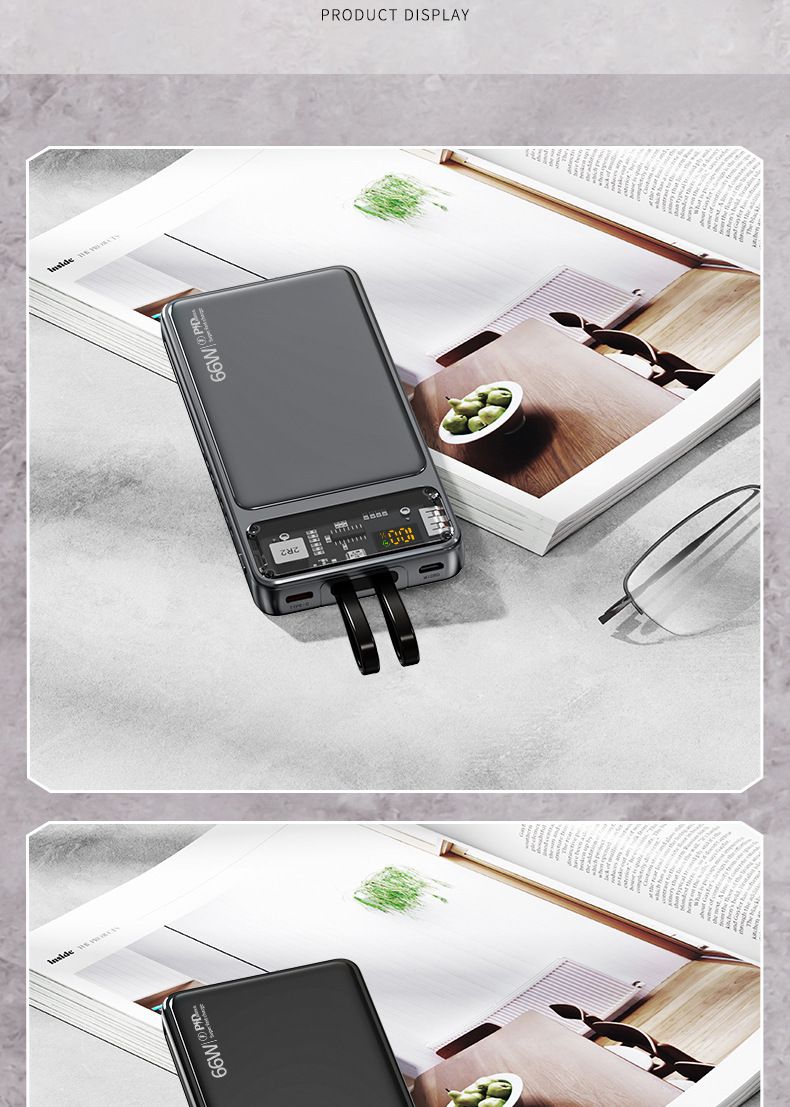 Power Bank Geek Super Fast Charging Power Bank Large Capacity Portable Intelligent Digital Display Power Gift Mobile Power Bank_voghion.com