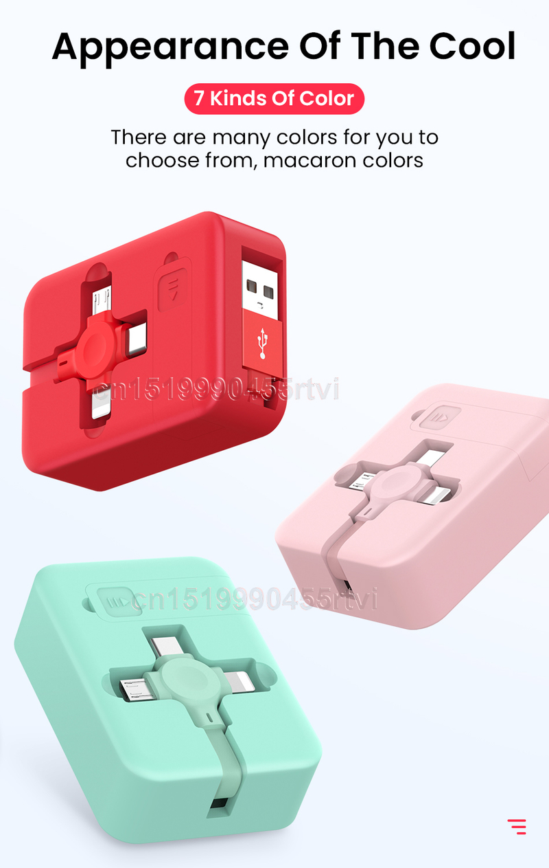 Retractable 4in1 USB Type C Micro USB for iPhone 14 13 12 11 Pro With Phone Stand 3in1 2in1 Charging Charger harging harger_voghion.com