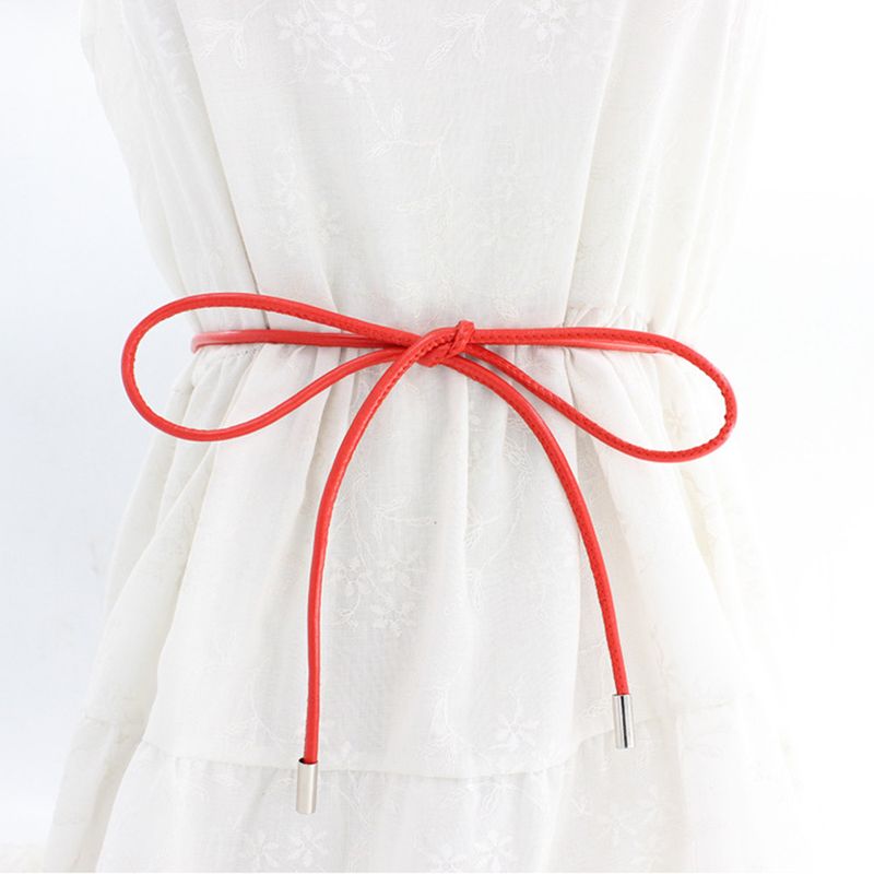 HOT Fashion Simple Round Leather Slim Thin Belt Women Knotted Waist Rope Skirt Decorative Coat Sweater Strap_voghion.com
