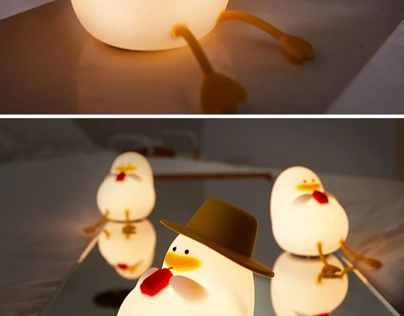 USB LED Gece Lambası şarj edilebilir lamba RGB Yumuşak Silikon Sevimli Ördek Hayvan Işık Yaratıcı Çocuk Hediye Tatil Yatak Odası Dekorasyon_voghion.com