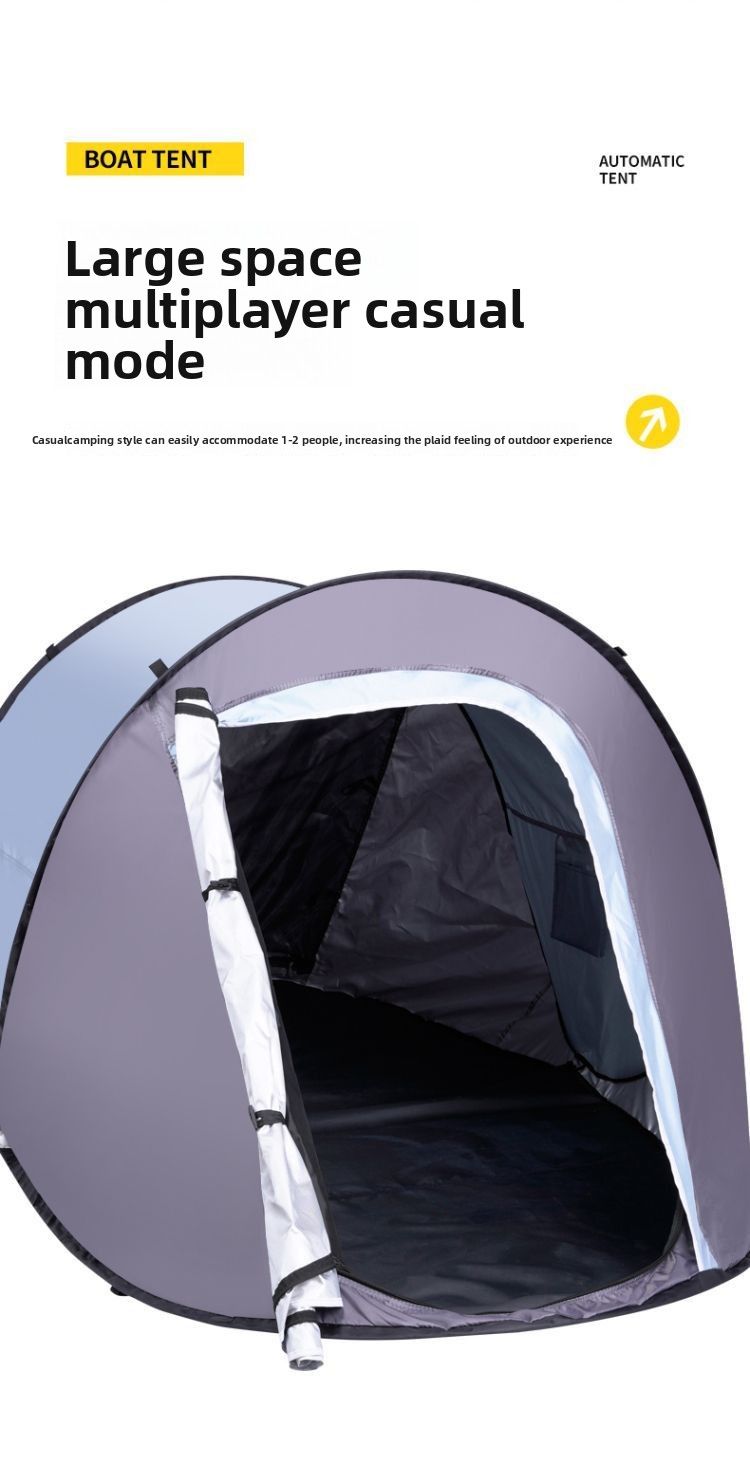 Toldo de viaje de apertura rápida, resistente al viento, portátil, plegable, para exteriores, playa, camping, protección solar, antimosquitos, sin instalación, plateado_voghion.com