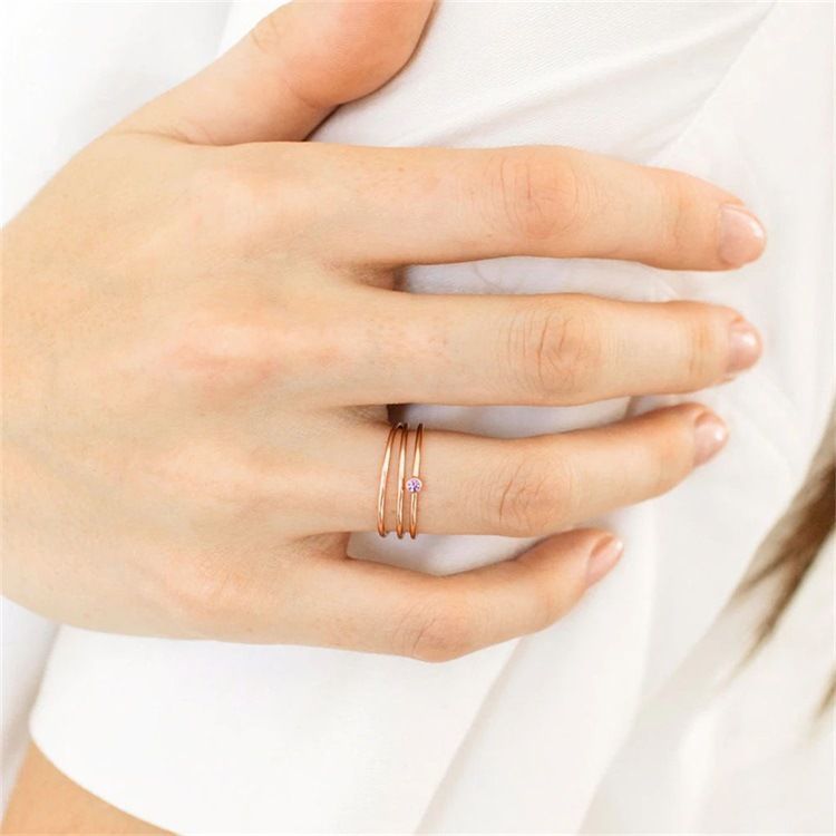Bague en acier inoxydable pour femme, bijou simple, rond, diamant, coupe, niche, diamant, zircon_voghion.com