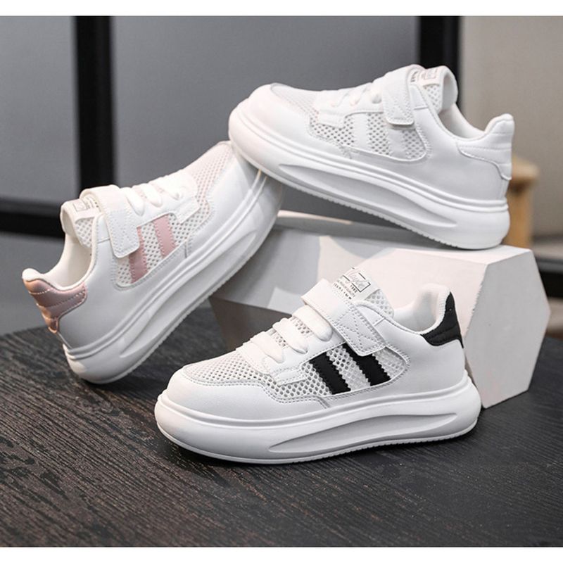 Boys Little White Shoes Girls White Sneakers Children's Board Shoes Kindergarten Primary School Children Running Shoes Mesh Breathable_voghion.com