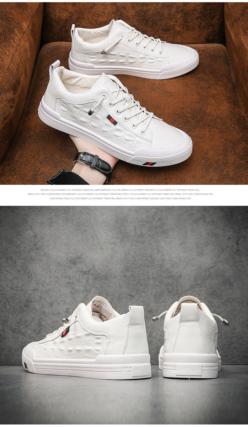 Sapatos masculinos verão 2023 nova versão coreana tendência all-match sapatos de couro masculino tênis casuais pequenos sapatos brancos sapatos masculinos 281_voghion.com