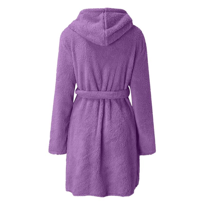 Men's autumn and winter warm bathrobe hooded home clothes plush pajamas robe_voghion.com