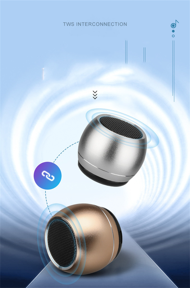 Mini Bluetooth Bærbar Audio Trådløs Stereo Høyttaler Bluetooth Small Steel GunMetal Heavy Subwoofer Utendørs høyttaler_voghion.com