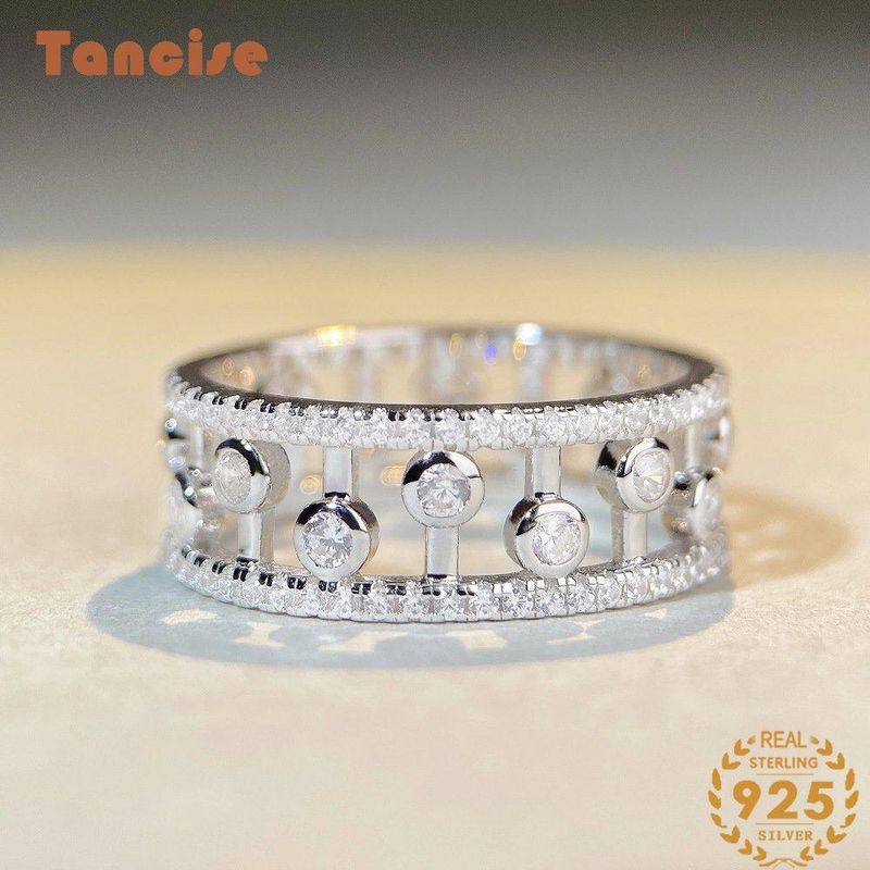 Tancise Choking pepper openwork water drops tear note dew drop set diamond simple S925 sterling silver ring women_voghion.com