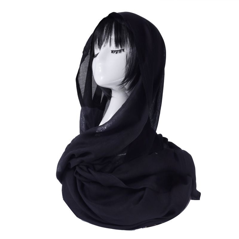 New Beaded Lace Hui Headscarf Cross Water Drop Bead Tube Black Tassel Scarf_voghion.com