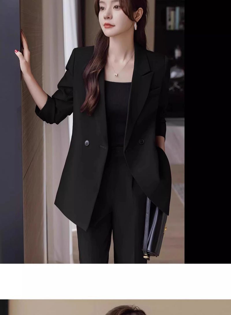 Schwarzer Anzug-Set für Damen, High-End-Feeling, 2025, neuer Frühling und Herbst, lässig, elegant, professionell, formeller Damenblazer_voghion.com