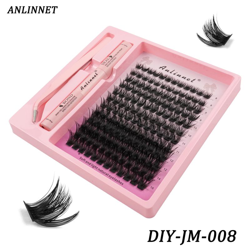 DIY Cluster Lash Kit – Selbstanbringende künstliche Wimpern mit Doppelendkleber (Segment-Stil, flauschig und voluminös, hohe Dichte für ein natürliches Aussehen)_voghion.com