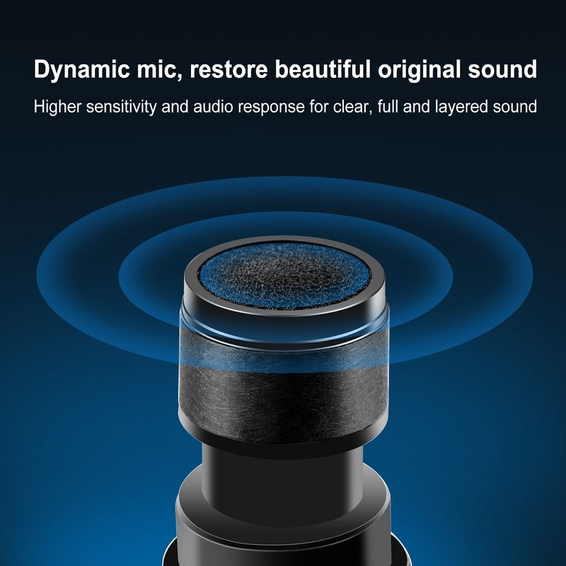 Microfono dinamico wireless UHF con display LED, trasmettitore da 3,5 mm (nero)_voghion.com
