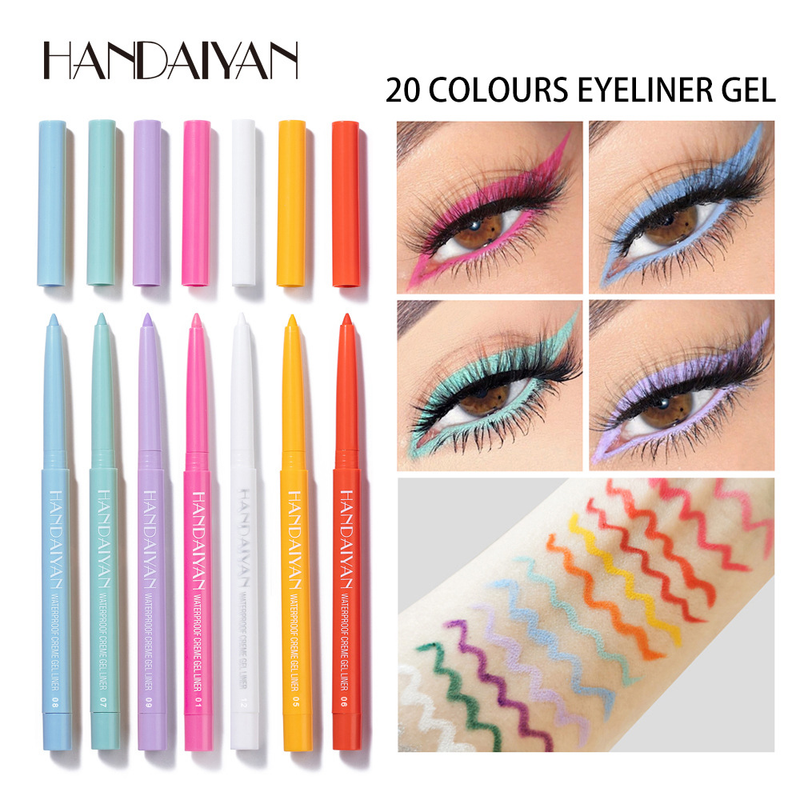 Nuova matita per sopracciglia a 20 colori ad asciugatura rapida Gel per eyeliner anti sudore Penna per ombretto rotante estremamente fine_voghion.com