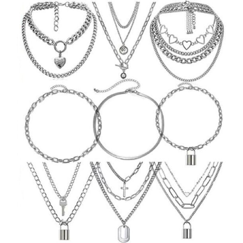 Accessori Moda Catena Freddo Vento Multi Elemento Geometrico Cuore Pesca Stile Collana Set_voghion.com
